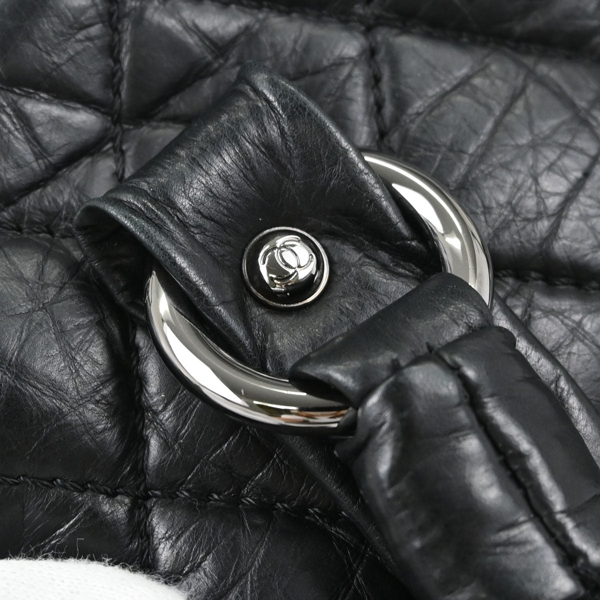 Chanel Black Calfskin Lady Braid Bowler Bag Handbag