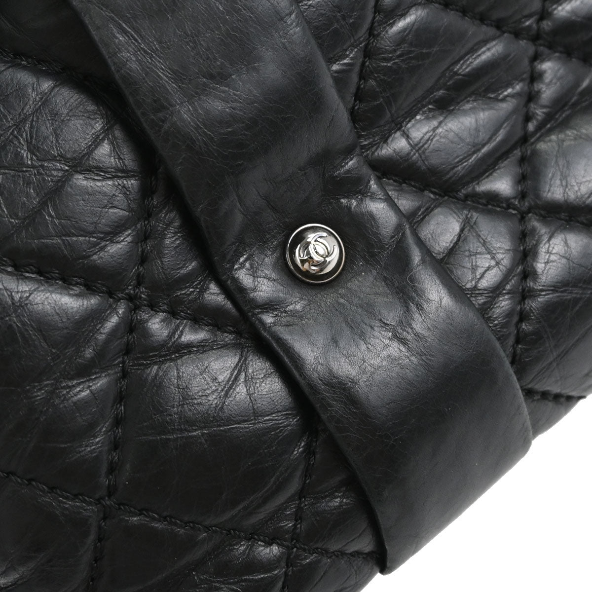 Chanel Black Calfskin Lady Braid Bowler Bag Handbag
