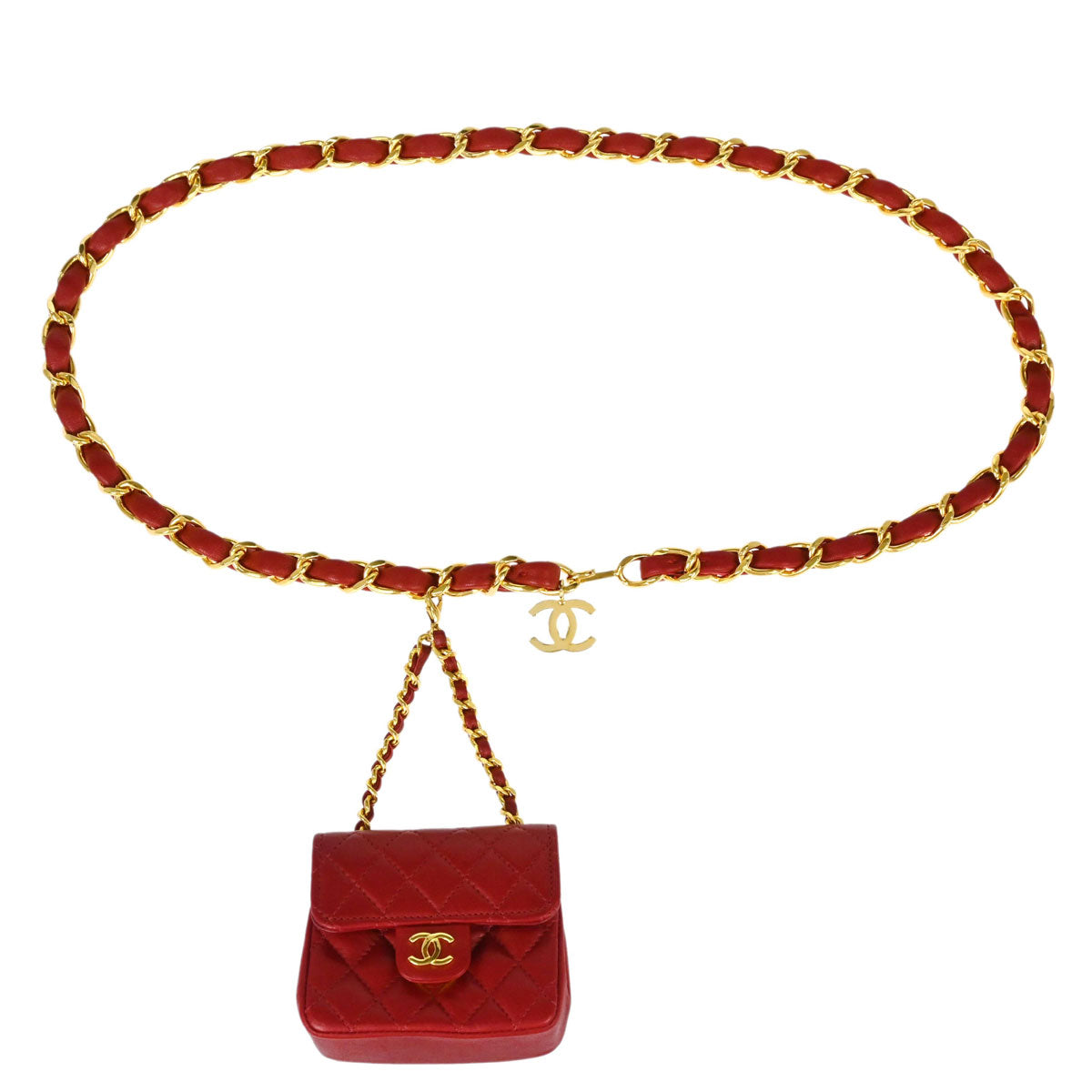 Chanel Red Lambskin Classic Flap Micro Bum Belt Bag
