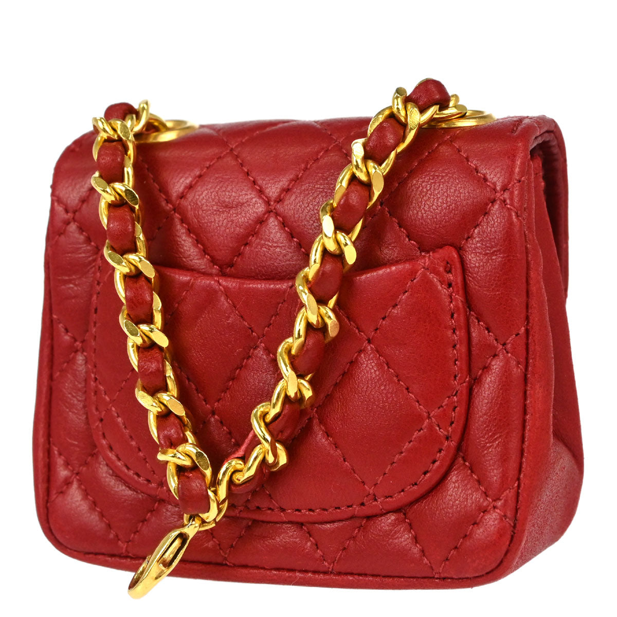 Chanel Red Lambskin Classic Flap Micro Bum Belt Bag