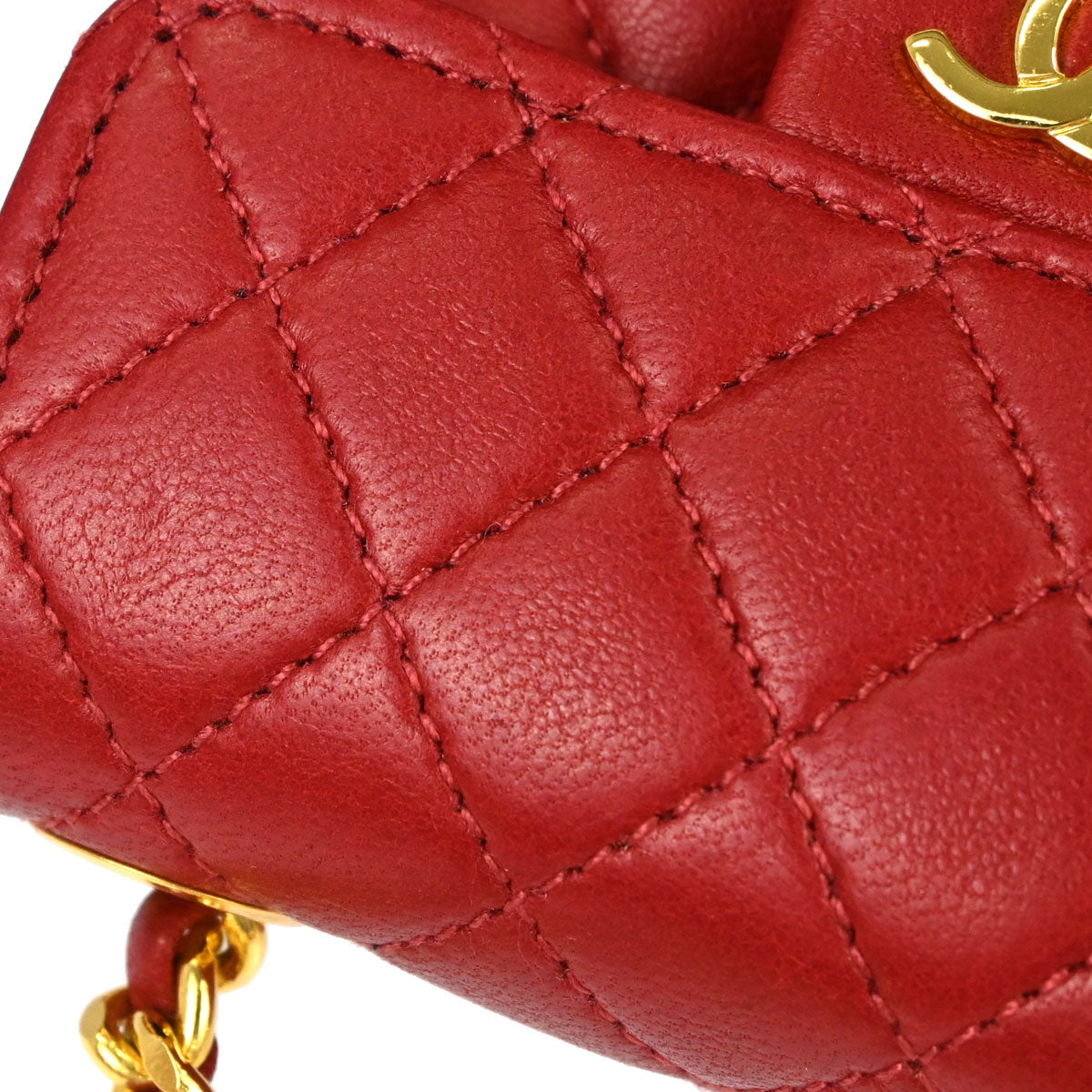 Chanel Red Lambskin Classic Flap Micro Bum Belt Bag
