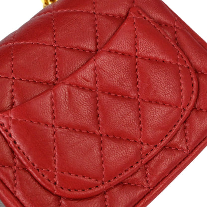 Chanel Red Lambskin Classic Flap Micro Bum Belt Bag