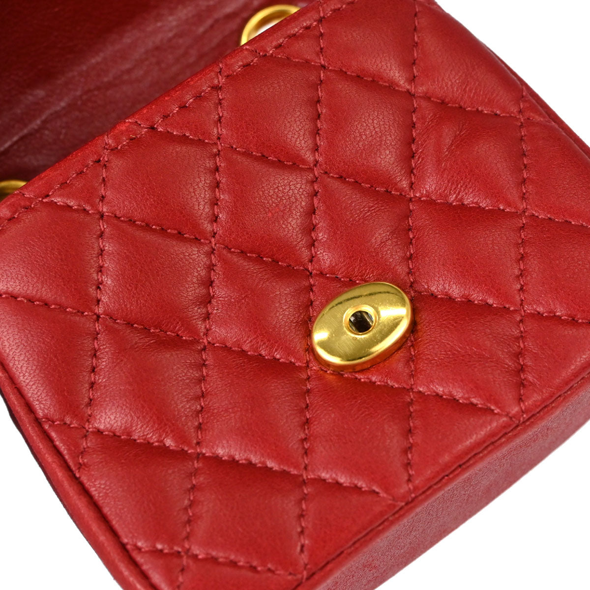 Chanel Red Lambskin Classic Flap Micro Bum Belt Bag