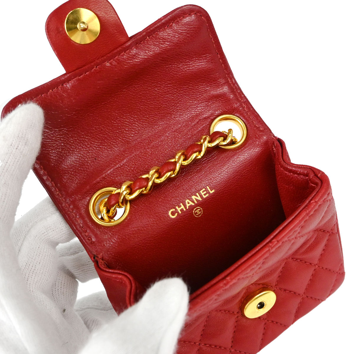 Chanel Red Lambskin Classic Flap Micro Bum Belt Bag
