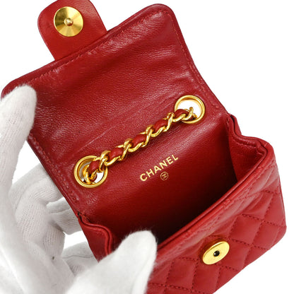Chanel Red Lambskin Classic Flap Micro Bum Belt Bag