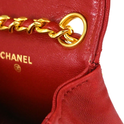 Chanel Red Lambskin Classic Flap Micro Bum Belt Bag