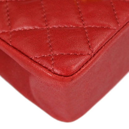 Chanel Red Lambskin Classic Flap Micro Bum Belt Bag