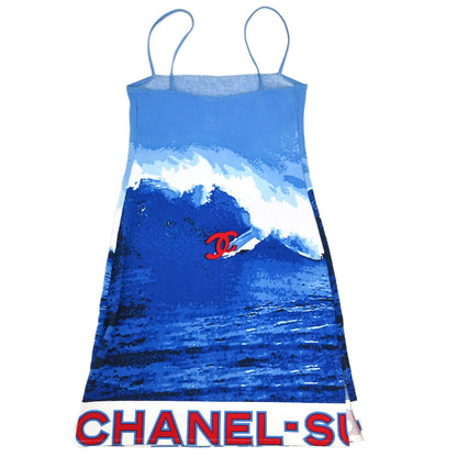 Chanel 2002 Surf Line Camisole Dress Blue #36
