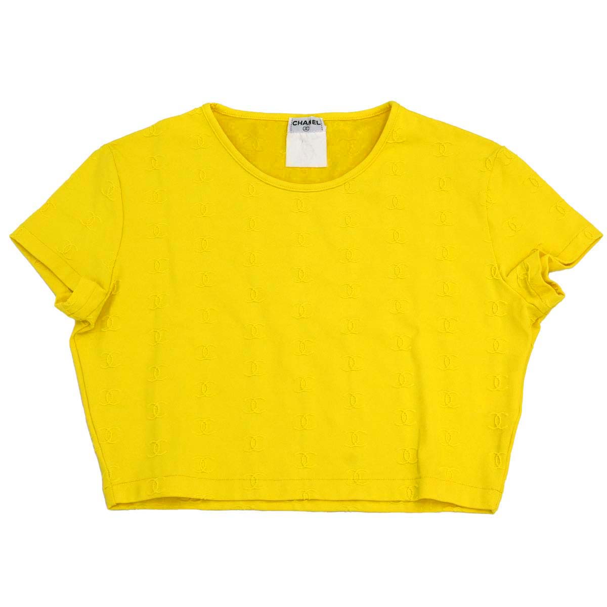 Chanel Short Sleeve T-shirt Cropped Top Yellow