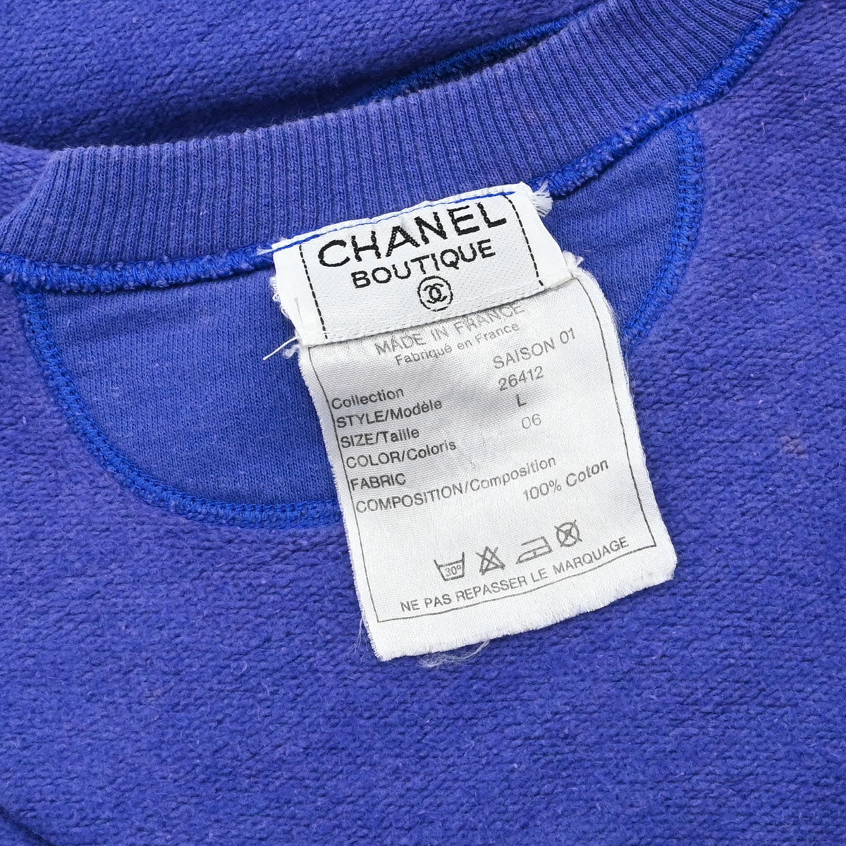 Chanel 1980s Pullover Sweater Top Blue #L