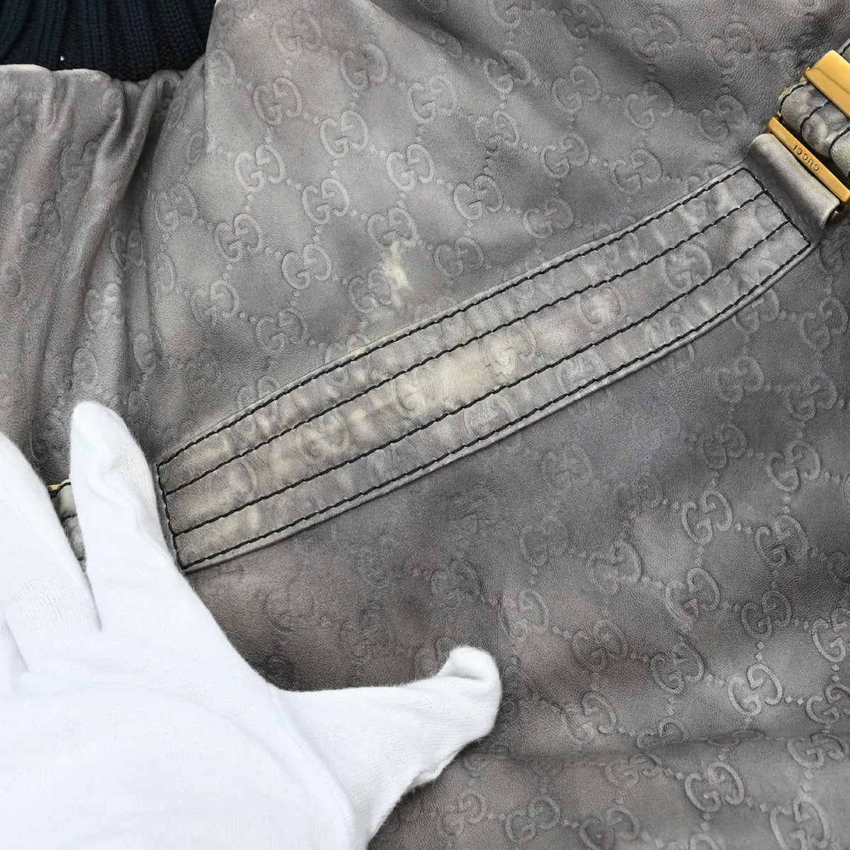 Gucci 2000s Leather Madonna Bomber Jacket #36