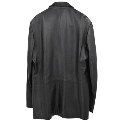 Loewe Single Breasted Lambskin Leather Jacket Black #50