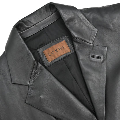 Loewe Single Breasted Lambskin Leather Jacket Black #50