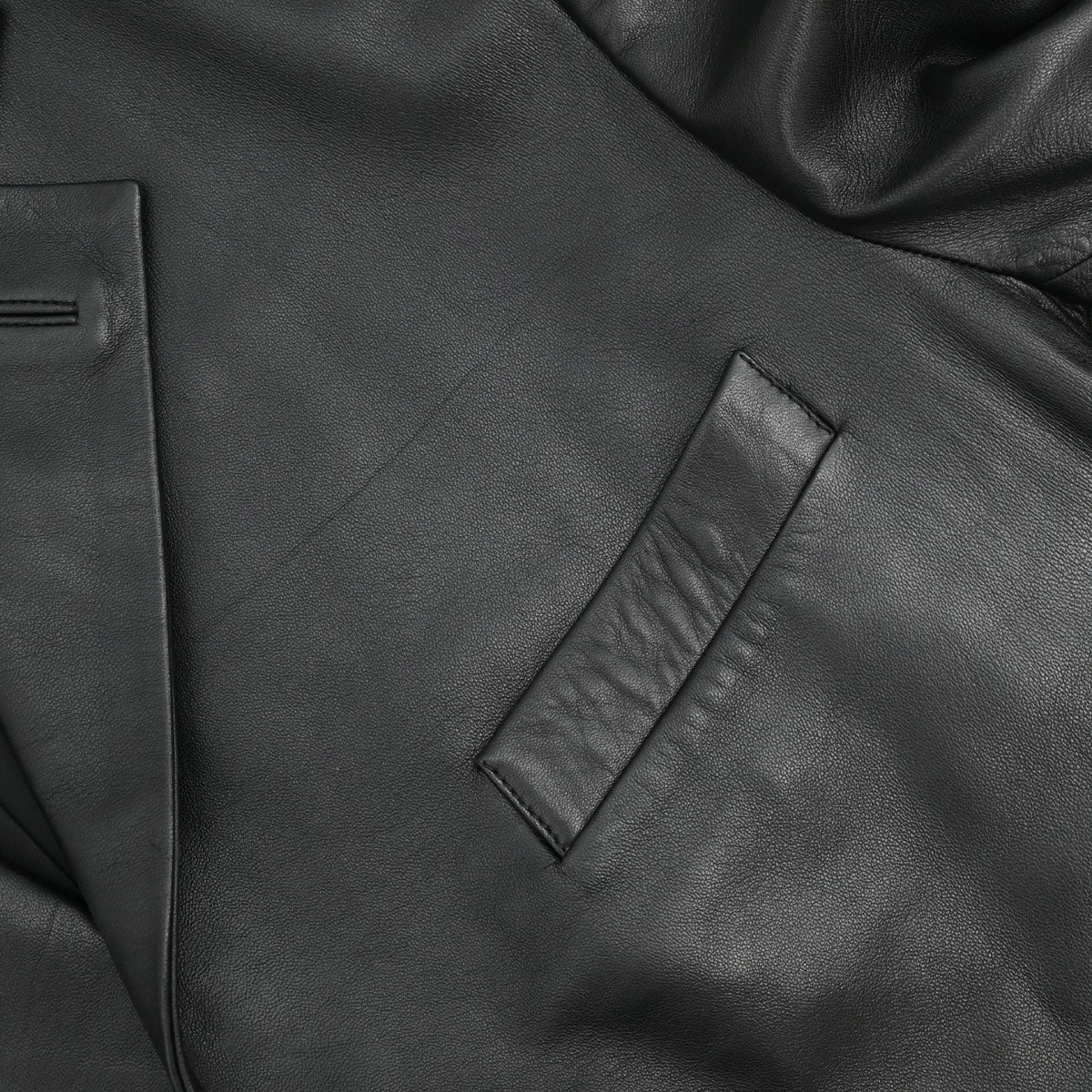 Loewe Single Breasted Lambskin Leather Jacket Black #50