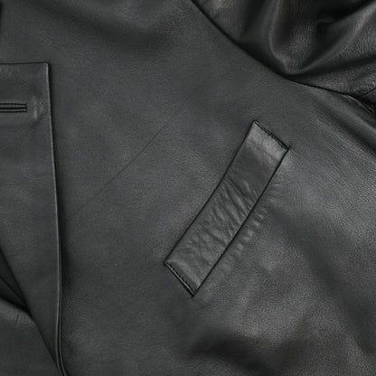 Loewe Single Breasted Lambskin Leather Jacket Black #50
