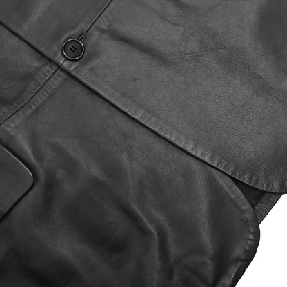 Loewe Single Breasted Lambskin Leather Jacket Black #50