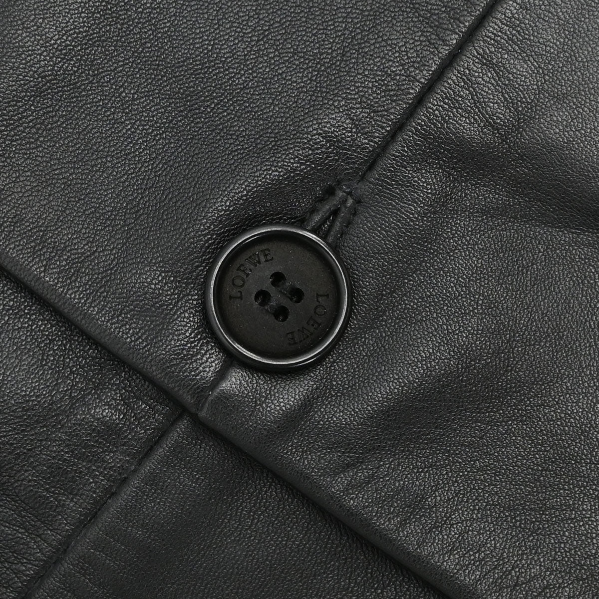 Loewe Single Breasted Lambskin Leather Jacket Black #50