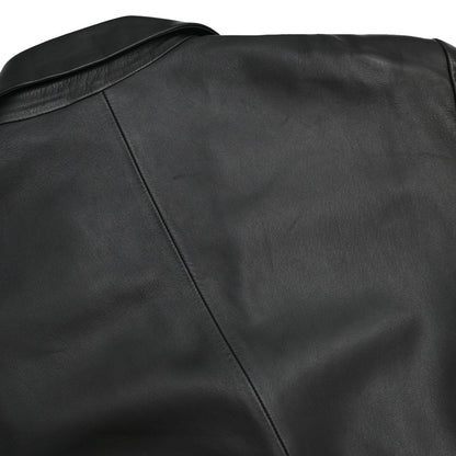 Loewe Single Breasted Lambskin Leather Jacket Black #50