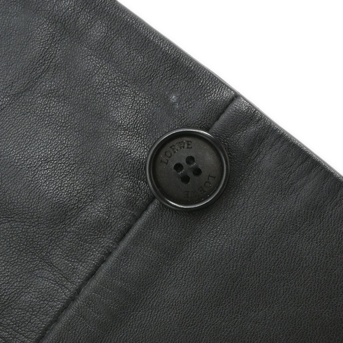 Loewe Single Breasted Lambskin Leather Jacket Black #50