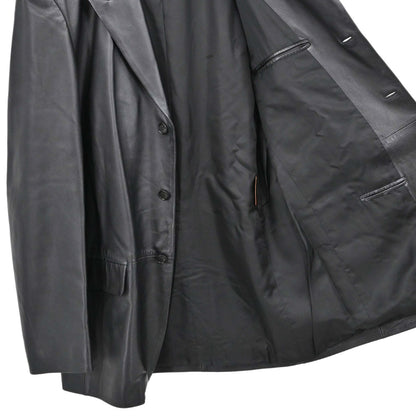 Loewe Single Breasted Lambskin Leather Jacket Black #50