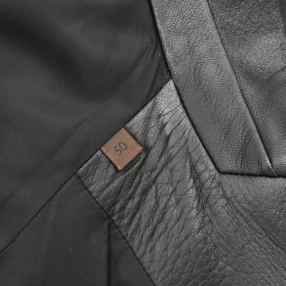 Loewe Single Breasted Lambskin Leather Jacket Black #50