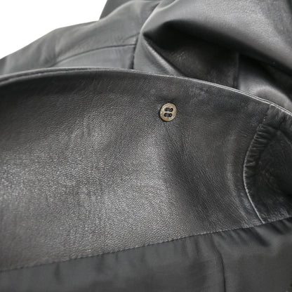Loewe Single Breasted Lambskin Leather Jacket Black #50