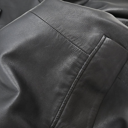 Loewe Single Breasted Lambskin Leather Jacket Black #50