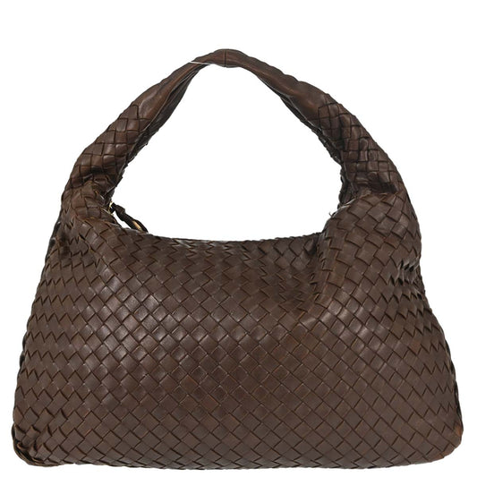 Bottega Veneta Brown Lambskin Intrecciato Hobo Handbag