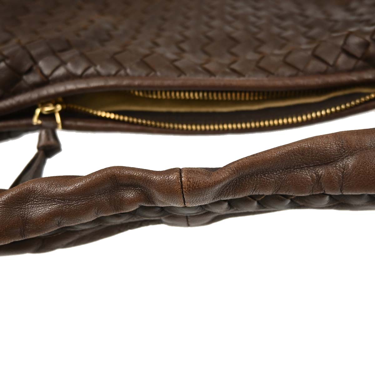 Bottega Veneta Brown Lambskin Intrecciato Hobo Handbag