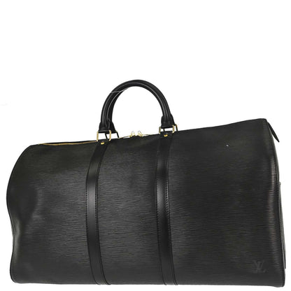 Louis Vuitton Black Epi Keepall 50 Travel Handbag M42962