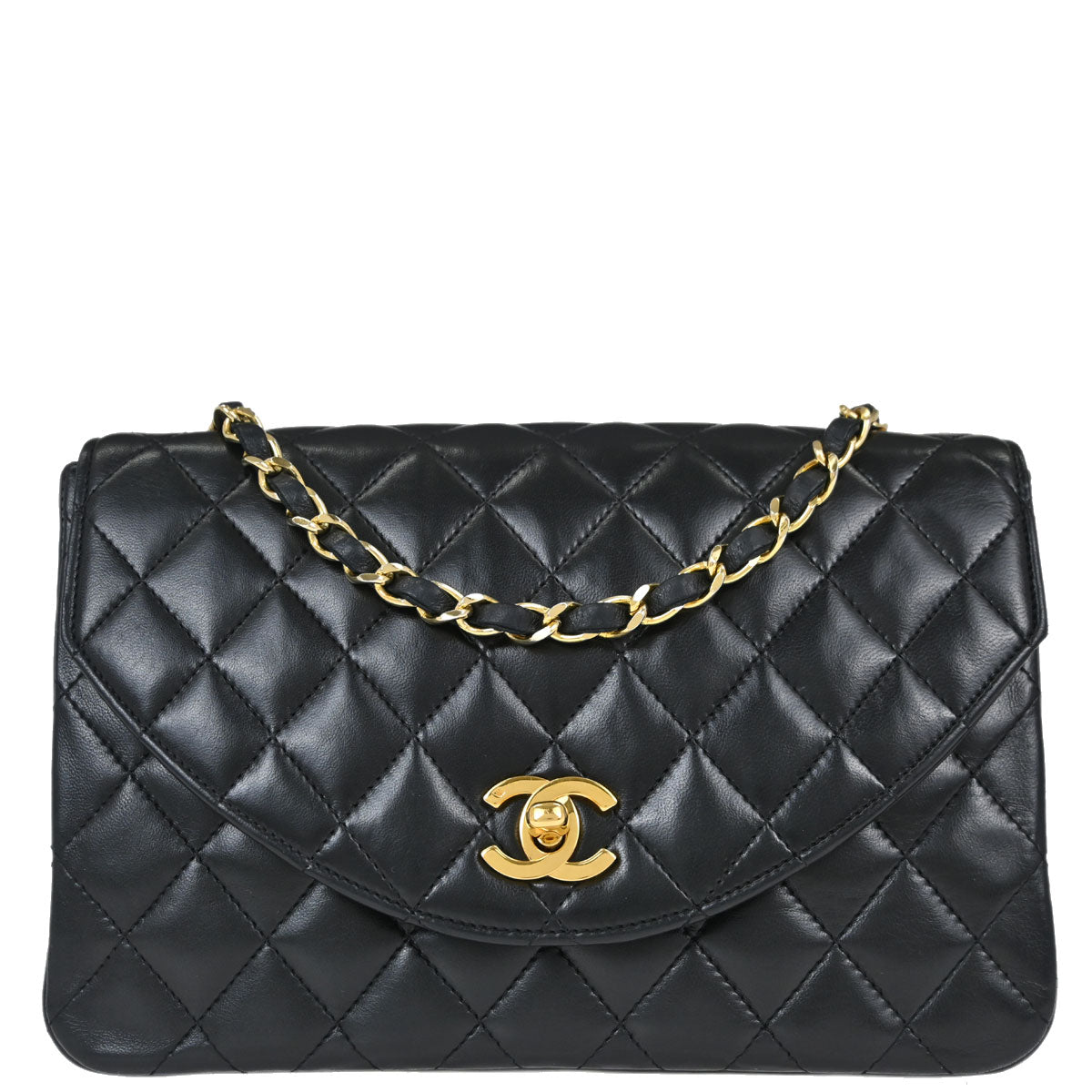 Chanel Black Lambskin Single Flap Shoulder Bag