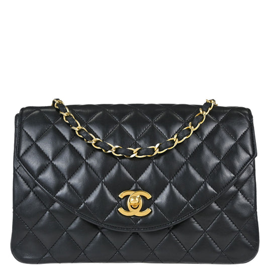 Chanel Black Lambskin Single Flap Shoulder Bag