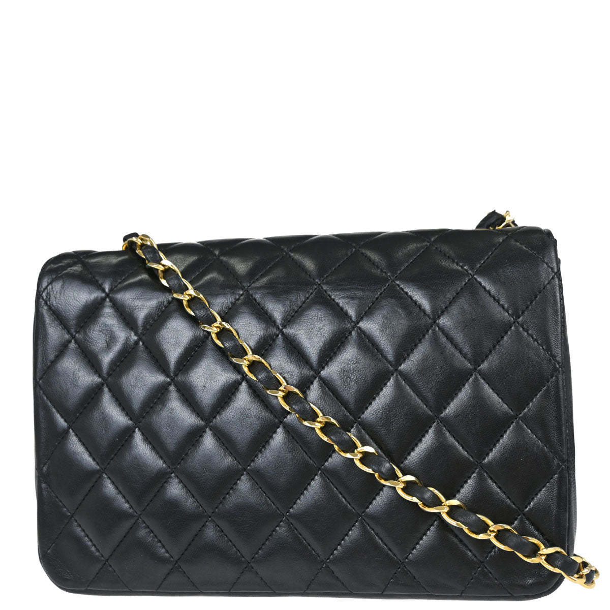 Chanel Black Lambskin Single Flap Shoulder Bag