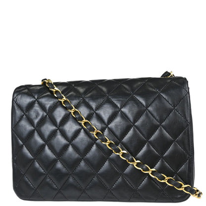 Chanel Black Lambskin Single Flap Shoulder Bag