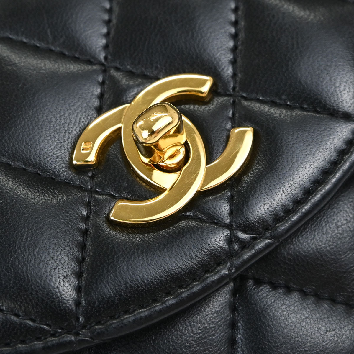 Chanel Black Lambskin Single Flap Shoulder Bag