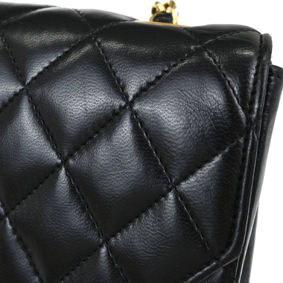 Chanel Black Lambskin Single Flap Shoulder Bag