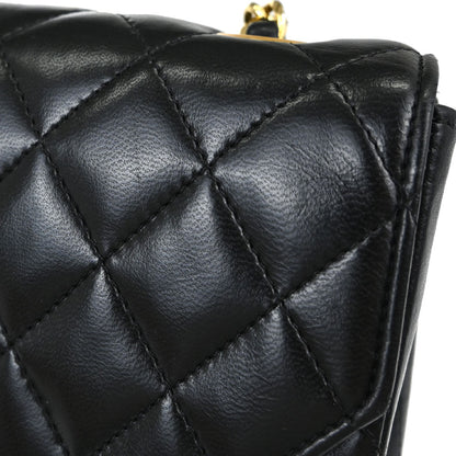 Chanel Black Lambskin Single Flap Shoulder Bag