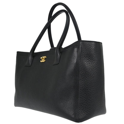 Chanel 2014 Black Deerskin Executive Cerf 2way Shoulder Tote Bag