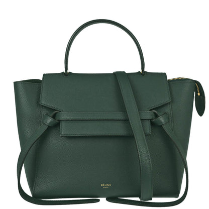 Celine Green Leather Belt Bag Micro 2way Handbag