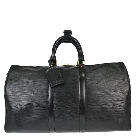 Louis Vuitton Black Epi Keepall 45 Travel Handbag M42972
