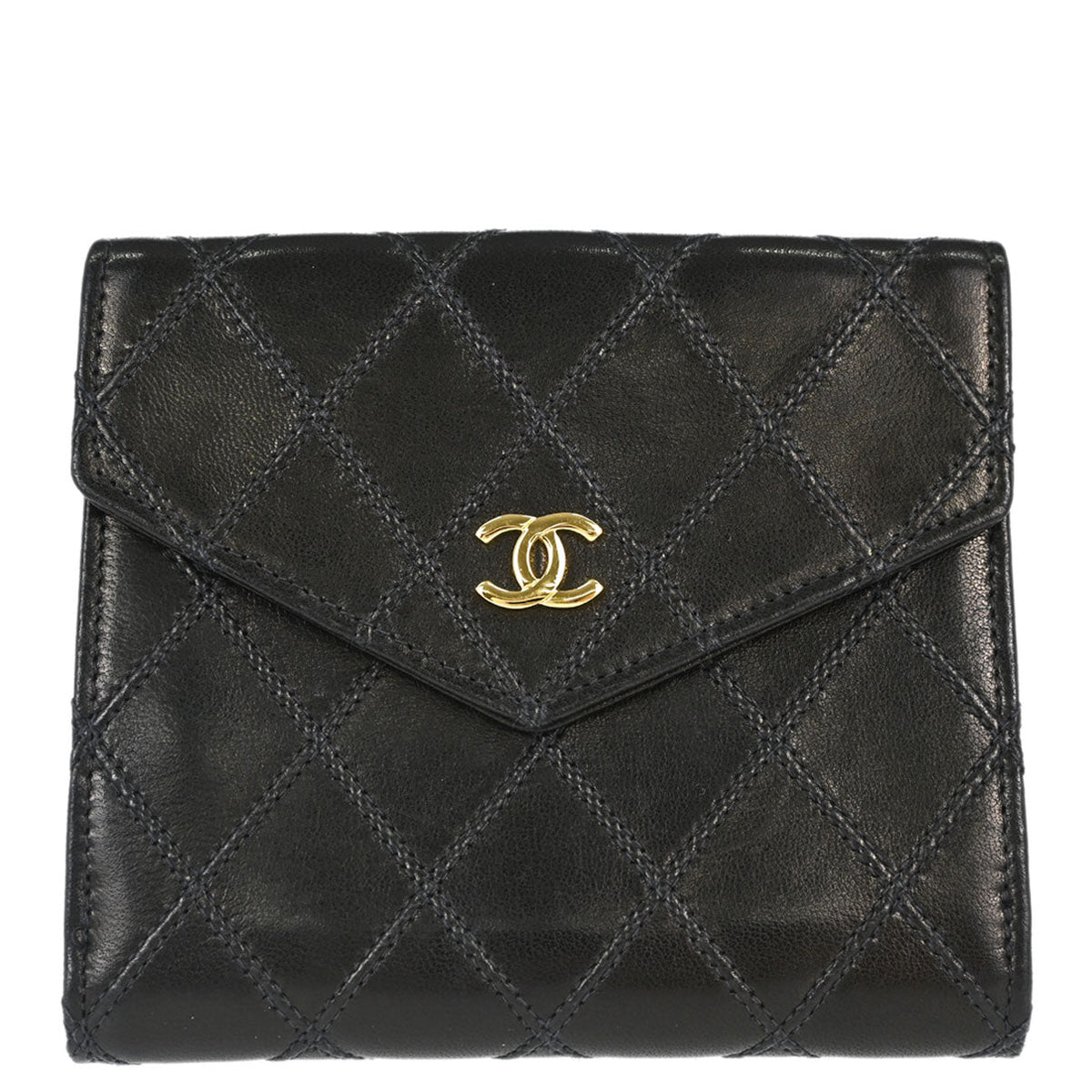 Chanel Black Lambskin Bicolore Bifold Wallet