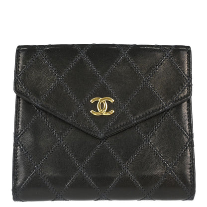 Chanel Black Lambskin Bicolore Bifold Wallet