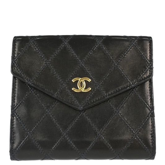 Chanel Black Lambskin Bicolore Bifold Wallet