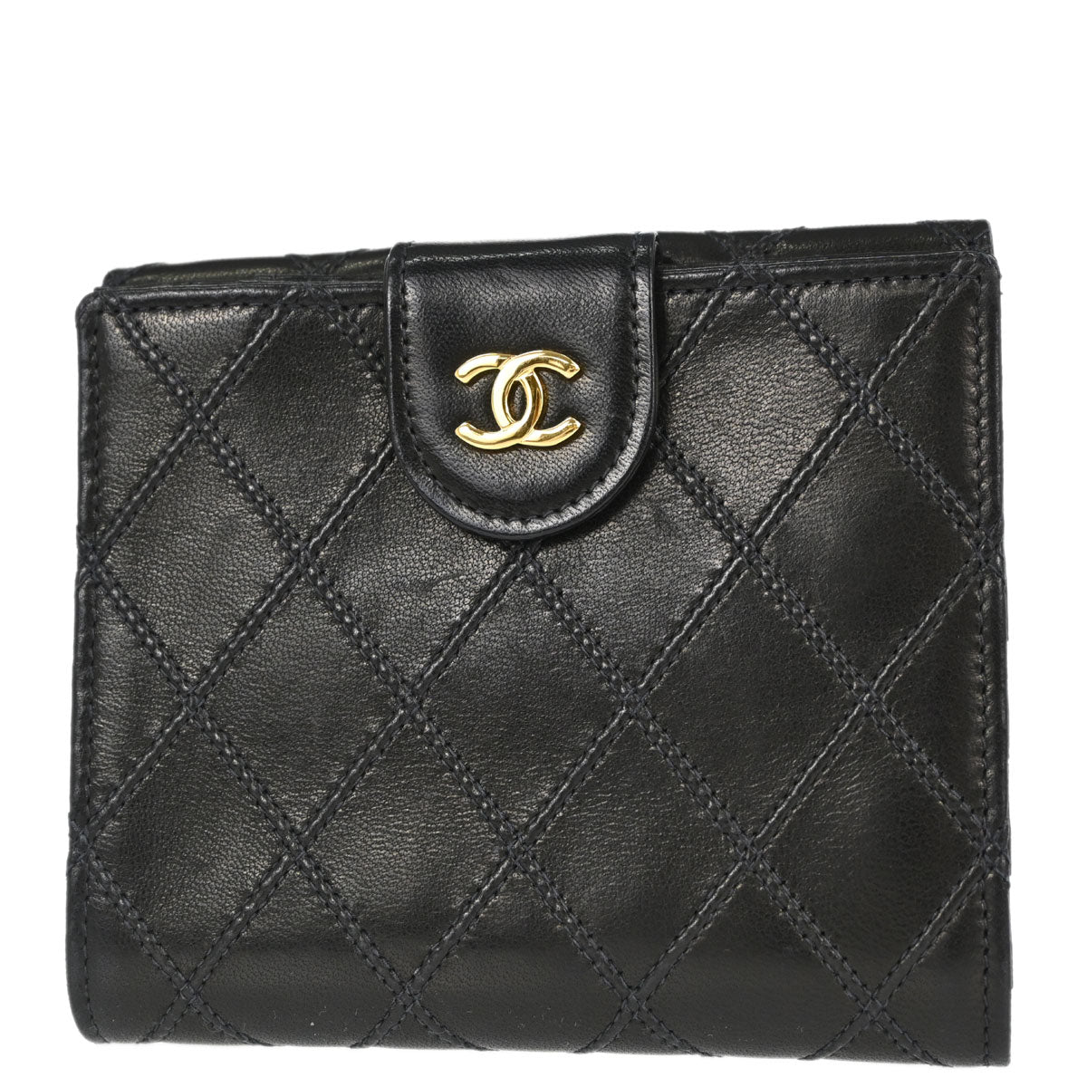 Chanel Black Lambskin Bicolore Bifold Wallet