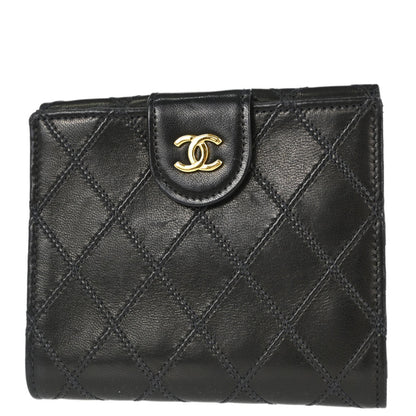 Chanel Black Lambskin Bicolore Bifold Wallet