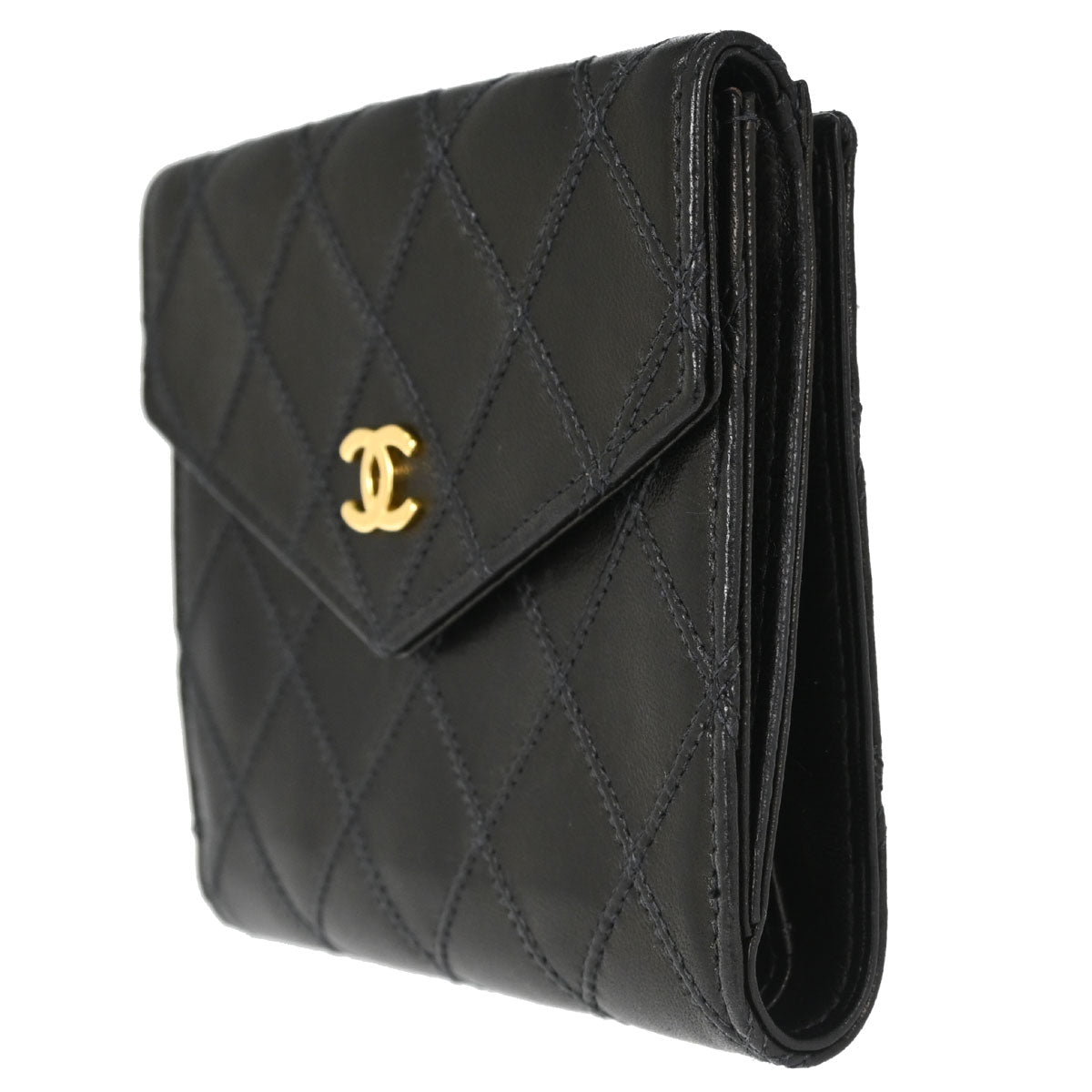 Chanel Black Lambskin Bicolore Bifold Wallet