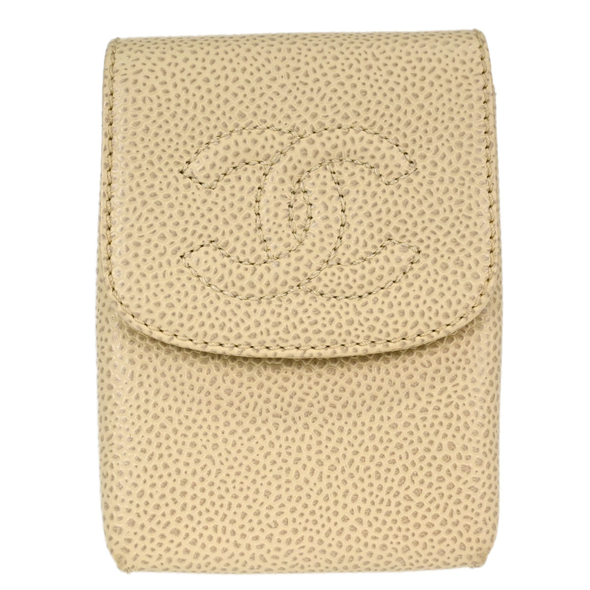 Chanel Light Beige Caviar Skin Cigarette Case Small Good