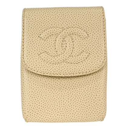 Chanel Light Beige Caviar Skin Cigarette Case Small Good