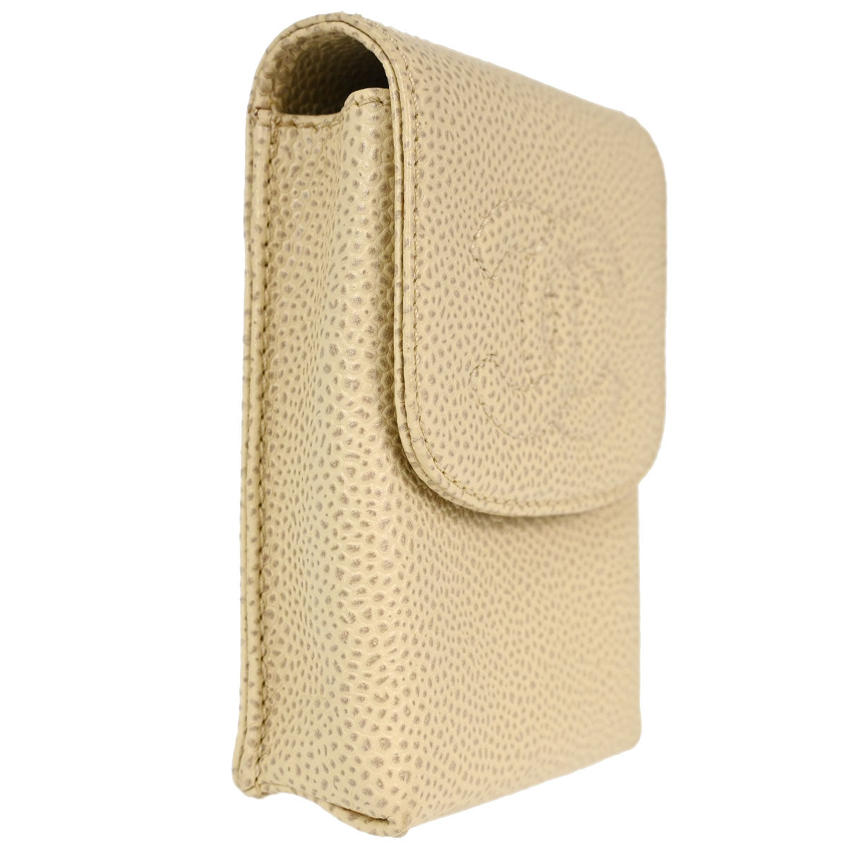 Chanel Light Beige Caviar Skin Cigarette Case Small Good