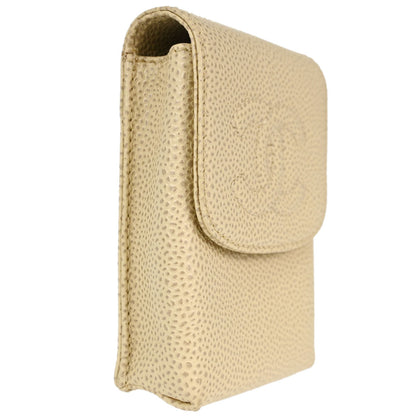 Chanel Light Beige Caviar Skin Cigarette Case Small Good